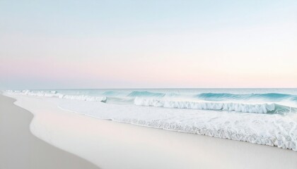 Ocean Wave on Sandy Beach at Sunrise