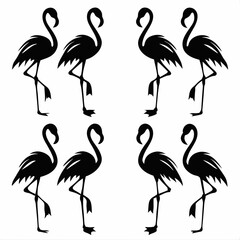 Flamingo silhouettes set, large pack of vector silhouette design