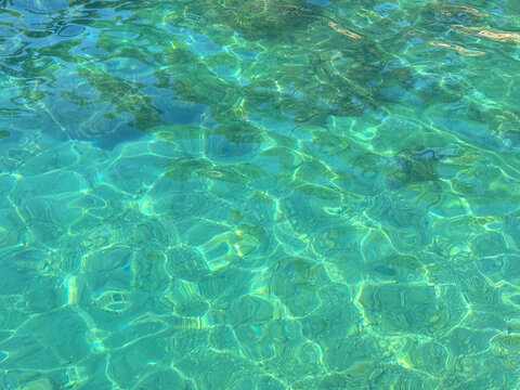 Turquoise transaprent tranquil sea surface. 