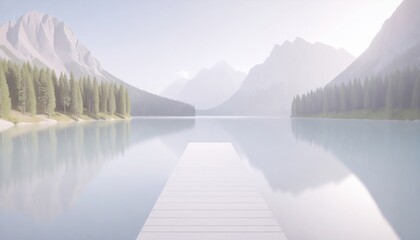 Obraz premium Mountain Lake View with Pier