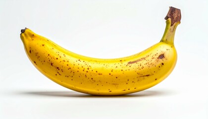 Ripe Banana Isolated on Bright White Seamless Background Lit with Soft Light for Studio Photography