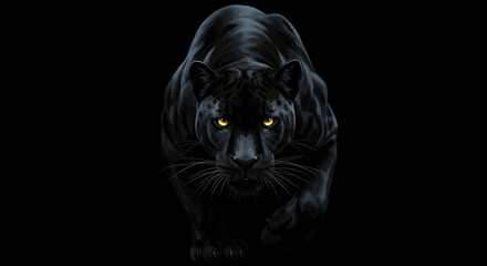 Majestic Black Panther Powerful Wildcat Prowling in Darkness Mysterious Night Predator Wildlife Animal