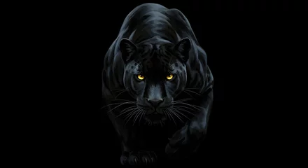 Fototapete Majestic Black Panther Powerful Wildcat Prowling in Darkness Mysterious Night Predator Wildlife Animal © Bayu Tri Nugroho