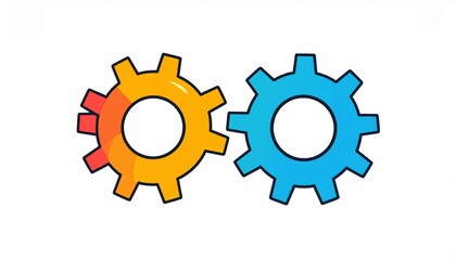 Two Interlocking Gears in a Dynamic Scene Symbolizing Collaboration and Progress in Business and Teamwork Settings