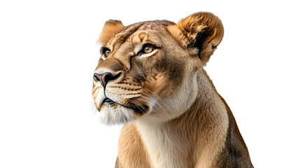 Fototapeta premium Majestic Lioness Isolated on Transparent Background for Professional Use