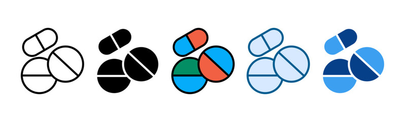 Placebo Pill Icon Set Multiple Style Collection