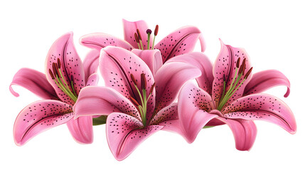 Naklejka premium Elegant Pink Lily Flower Bouquet Isolated on Transparent Background for Floral Design Inspiration
