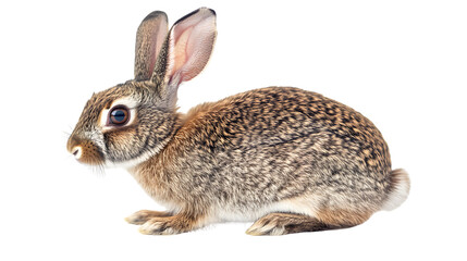 Eastern Cottontail Rabbit Natural Pose Isolated White Background