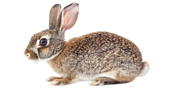 Eastern Cottontail Rabbit Natural Pose Isolated White Background