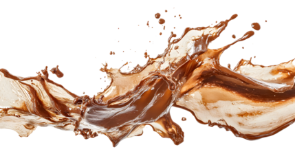 Sensational Chocolate Splash Isolated on Transparent Background for Artistic Designs and Food Publications