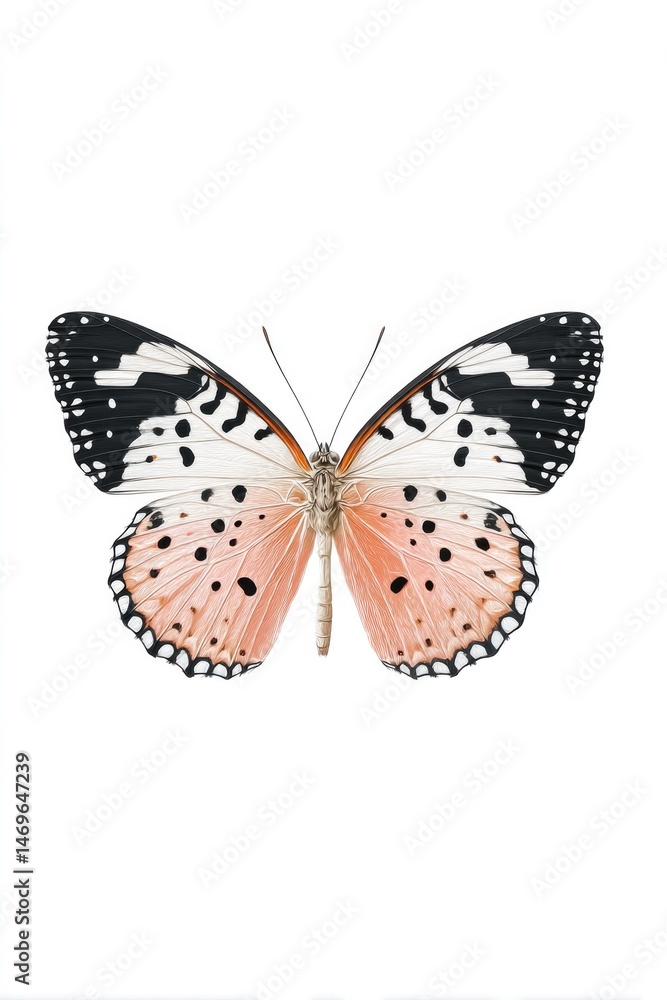 Poster delicate butterfly with intricate patterns, showcasing vibrant c