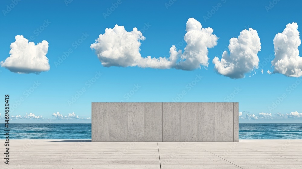 Poster a concrete wall with a large empty space in front of it.
