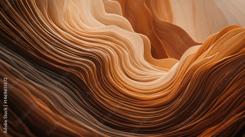 Poster a close-up view of a complex, swirling pattern of lines and curves in shades of brown and beige.