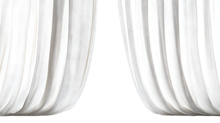 Elegant White Curtains Hanging on Isolated White Background for Interior Design Concepts