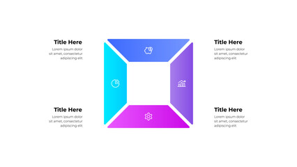Infographic design with 4 steps to represent processes and solutions, perfect for presentations and business analytics documentation