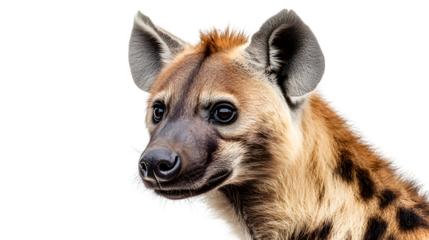Spotted Hyena Portrait Isolated White Background