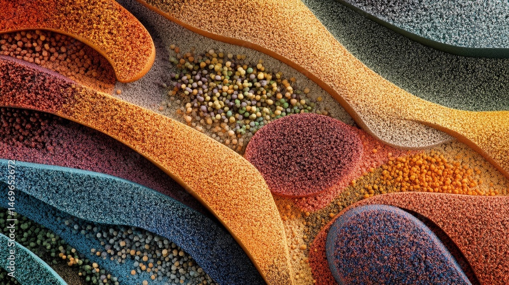 Aufkleber a microscopic view of colored sand particles forming unique patterns