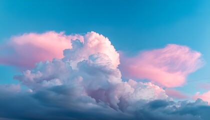 pastel cloudscape soothing sky with pink and blue abstract clouds