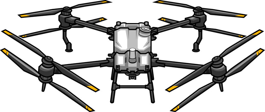 Agricultural drones sprayers quad copters flying to spray chemical fertilizers in greenhouse smart farming innovation technology