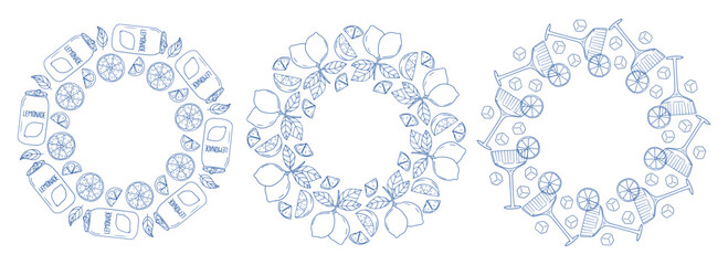 Decorative wreaths with lemon and beverage motifs for a summer celebration