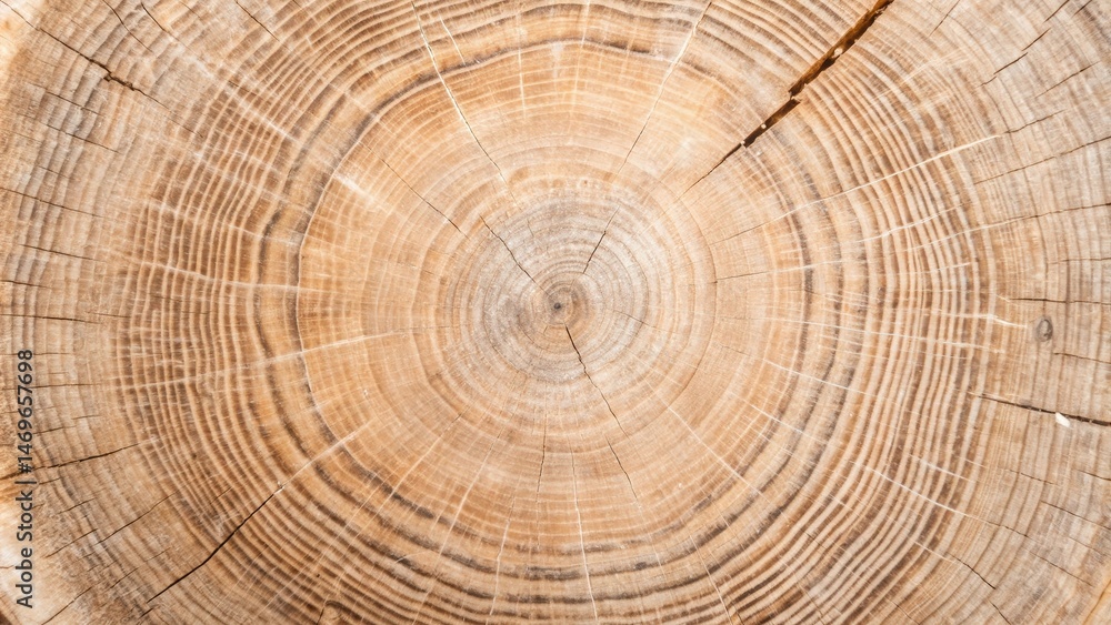 Poster detailed closeup of a tree trunk's annual rings, revealing the patterns of time and growth