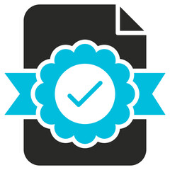 Accreditation Glyph Blue Grey Icon
