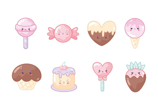 Colorful Sweet Dessert Cartoon Candy Kawaii Stickers