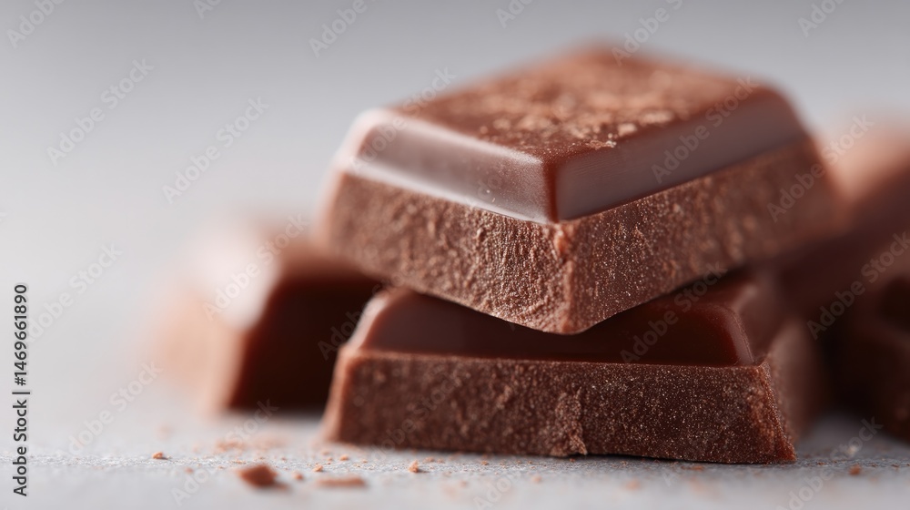 Aufkleber minimalistic close-up of chocolate pieces scattered on plain surface emphasizing textures with ample