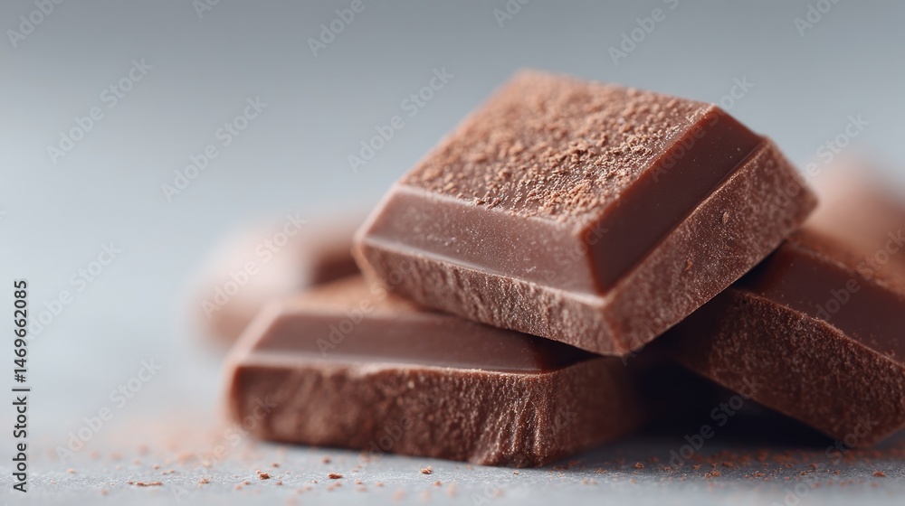 Aufkleber minimalistic close-up of chocolate pieces scattered on plain surface emphasizing textures with ample