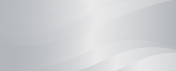 Abstract Metallic silver gradient background. Minimalistic subtle wavy silver silk texture. 3D vector illustration.