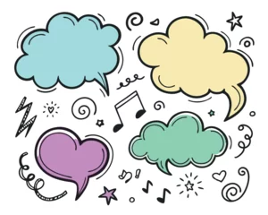 Fotobehang Colorful Doodle Speech Bubbles and Elements © ElcinSoft