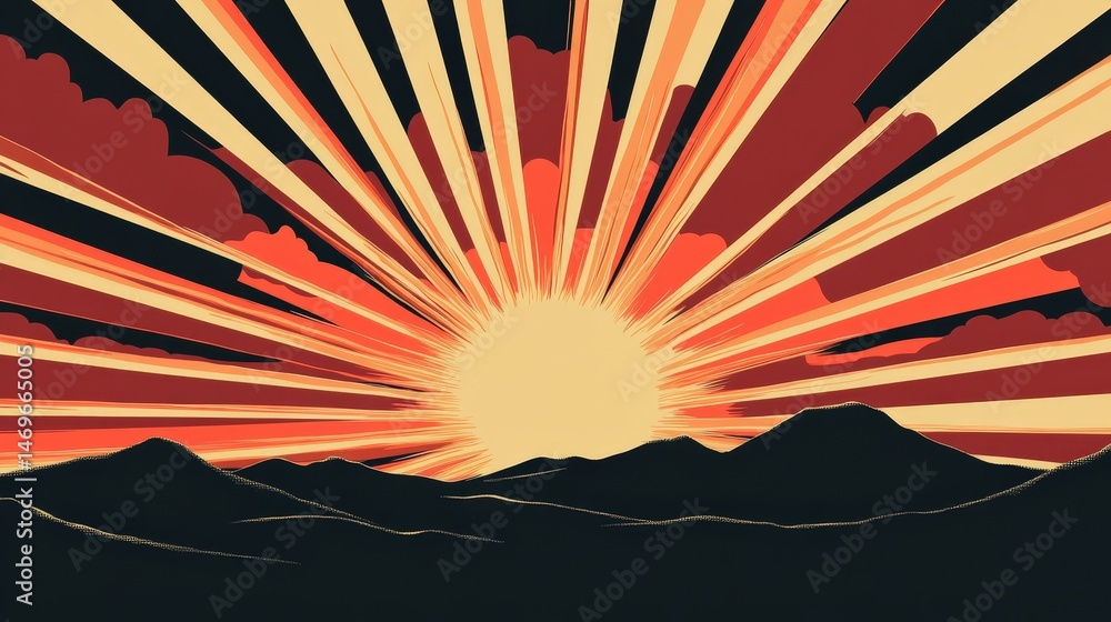 Aufkleber sun rays extending across the image, with a contrasting dark sky in the background for a striking vi
