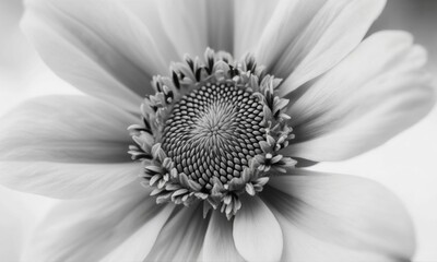 Elegant Black And White Closeup Of Daisy Flower Petals