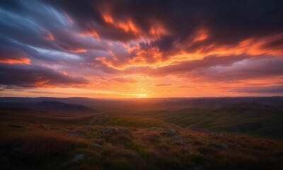 Glorious Sunrise Over Peaceful Ocean Horizon With Colorful Clouds