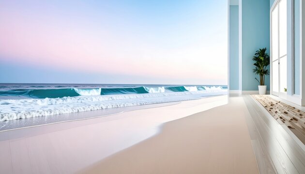 Fototapeta Beach View From Room with Plant