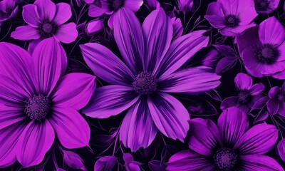 Vibrant Purple Flowers With Dark Background And Soft Lighting