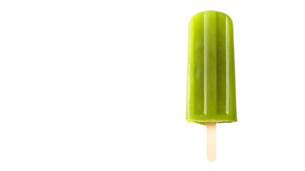 Refreshing green popsicle on white background with copy space for text