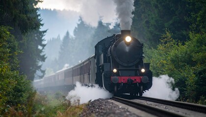 Fototapeta premium Tren de vapor clasico en el bosque