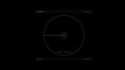 Futuristic HUD interface with circular scanning radar crosshair targeting system digital overlay - Powered by Adobe