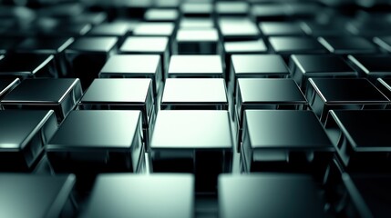 Metallic,  interlocking  cubes.  Close-up