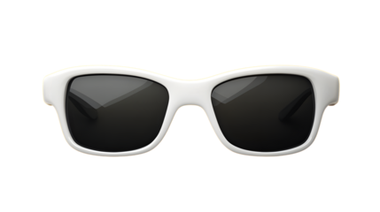 Stylish White Sunglasses on Yellow Background Isolated Photography