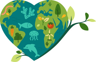 the earth in the shape of love