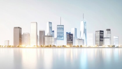 Fototapeta premium Cityscape Skyline Reflection Architecture
