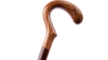 Vintage Wooden Walking Stick Isolated on White Background for Professional Use