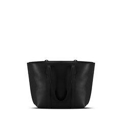 black luxury leather women handbag isolated on white background