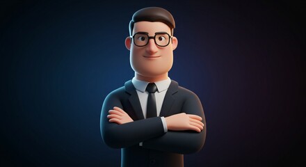 Professional 3D Businessman Portrait with Glasses
