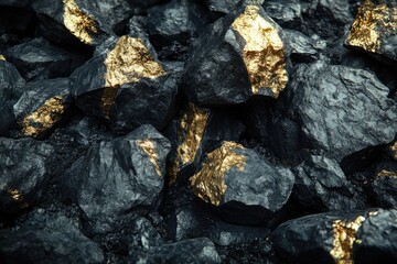 Dark rocks with gold flecks