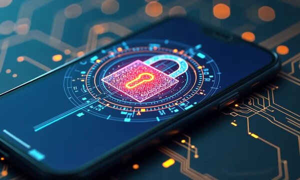 Cybersecurity Mobile Phone App Security Concept
