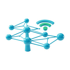 Smart Grid Icon with Wireless Connectivity and Energy Network Concept Isolated on Transparent Background