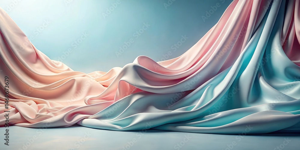 Poster draped pastel fabric a serene study in soft hues and gentle curves, ideal for elegant backgrounds an